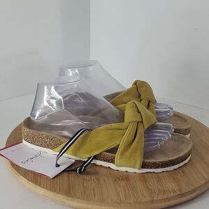 Joules Rocco Leather Knotted Slide Sandals Antique Gold Women's Size 8